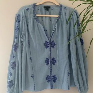 J Crew Boho Embroidered Top Size 10